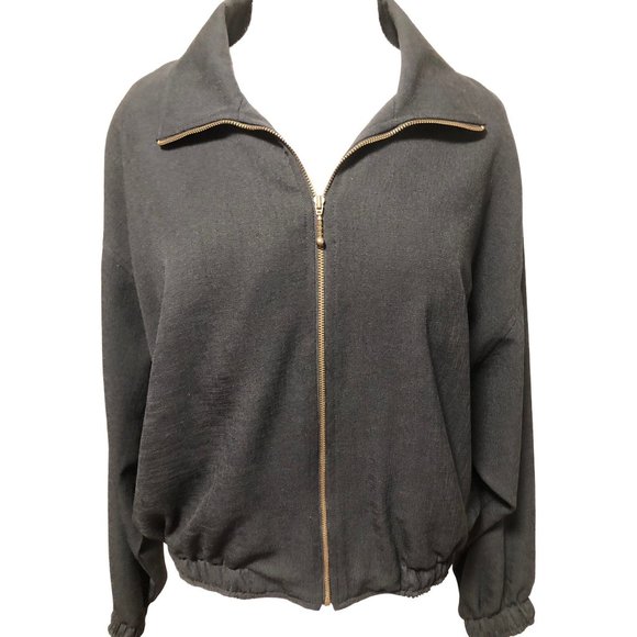 Hanasport black vintage zip front jacket with pockets Xl - Picture 3 of 6
